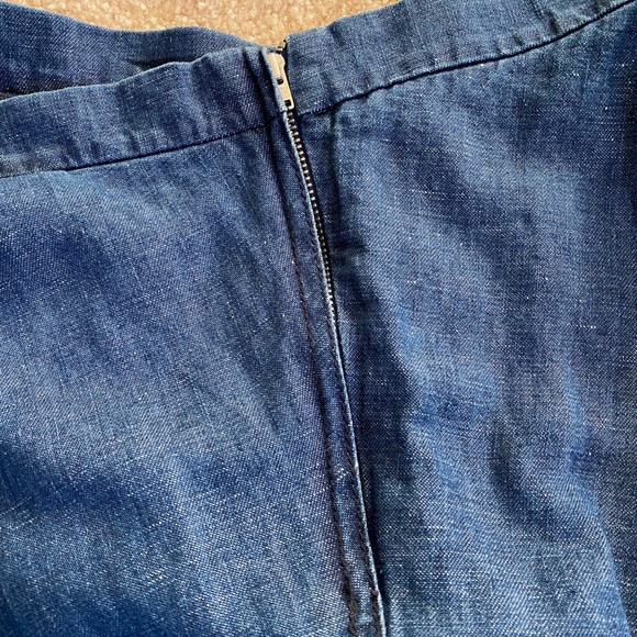 Zara denim chambray midi a-line full skirt L - Picture 3 of 8